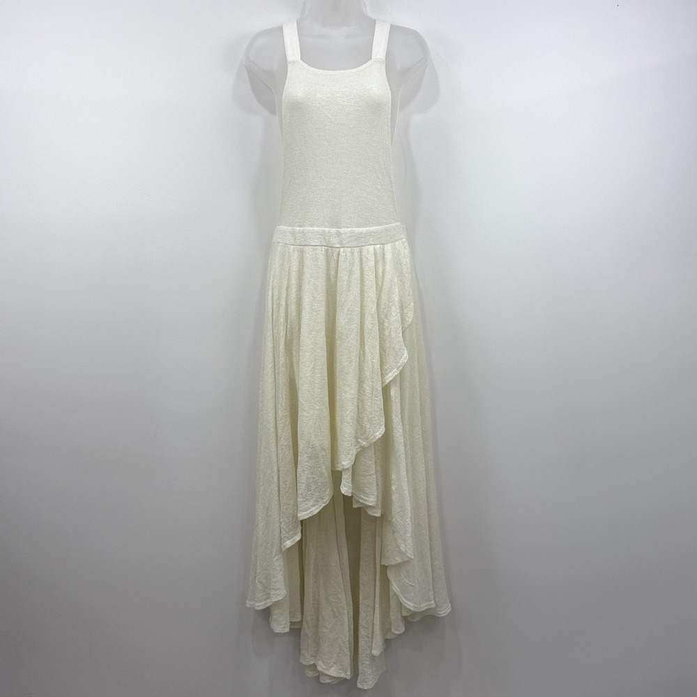 Free People Beach Overall Dress L Sheer Shabby Chic Boho Lagenlook Hippie Mori